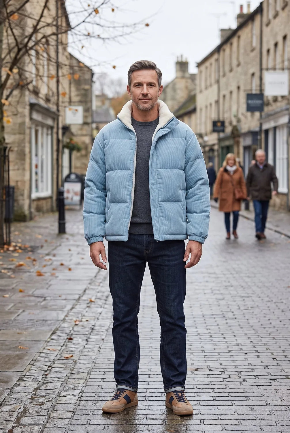 Men's Corduroy Collar Quilted Puffer Jacket