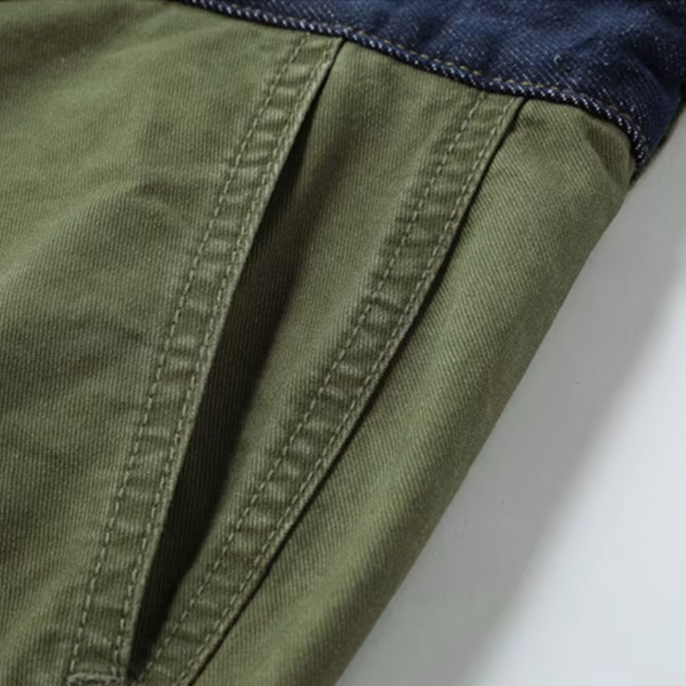 Men's Cropped Cargo Trousers with Contrast Waistband