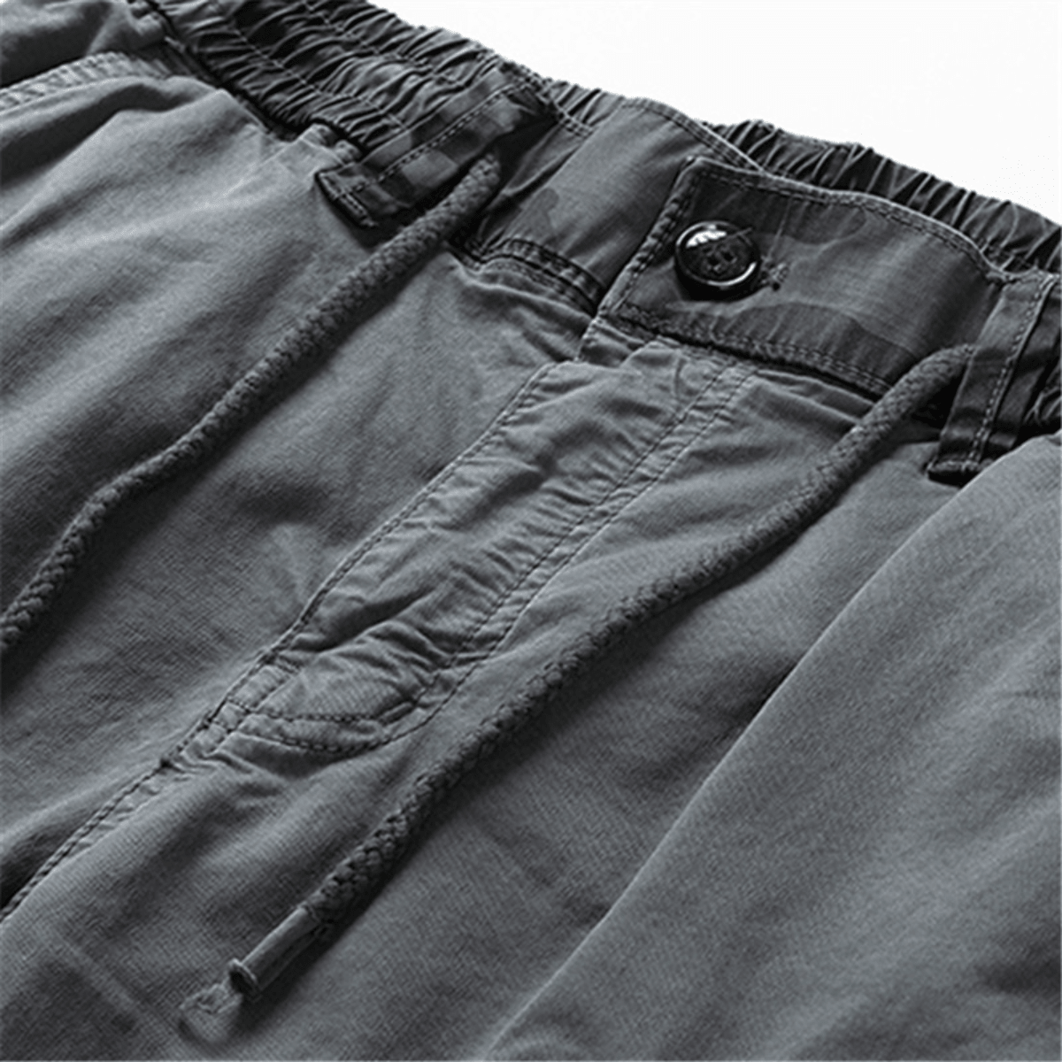 Men's Drawstring Cargo Joggers with Thigh Pockets