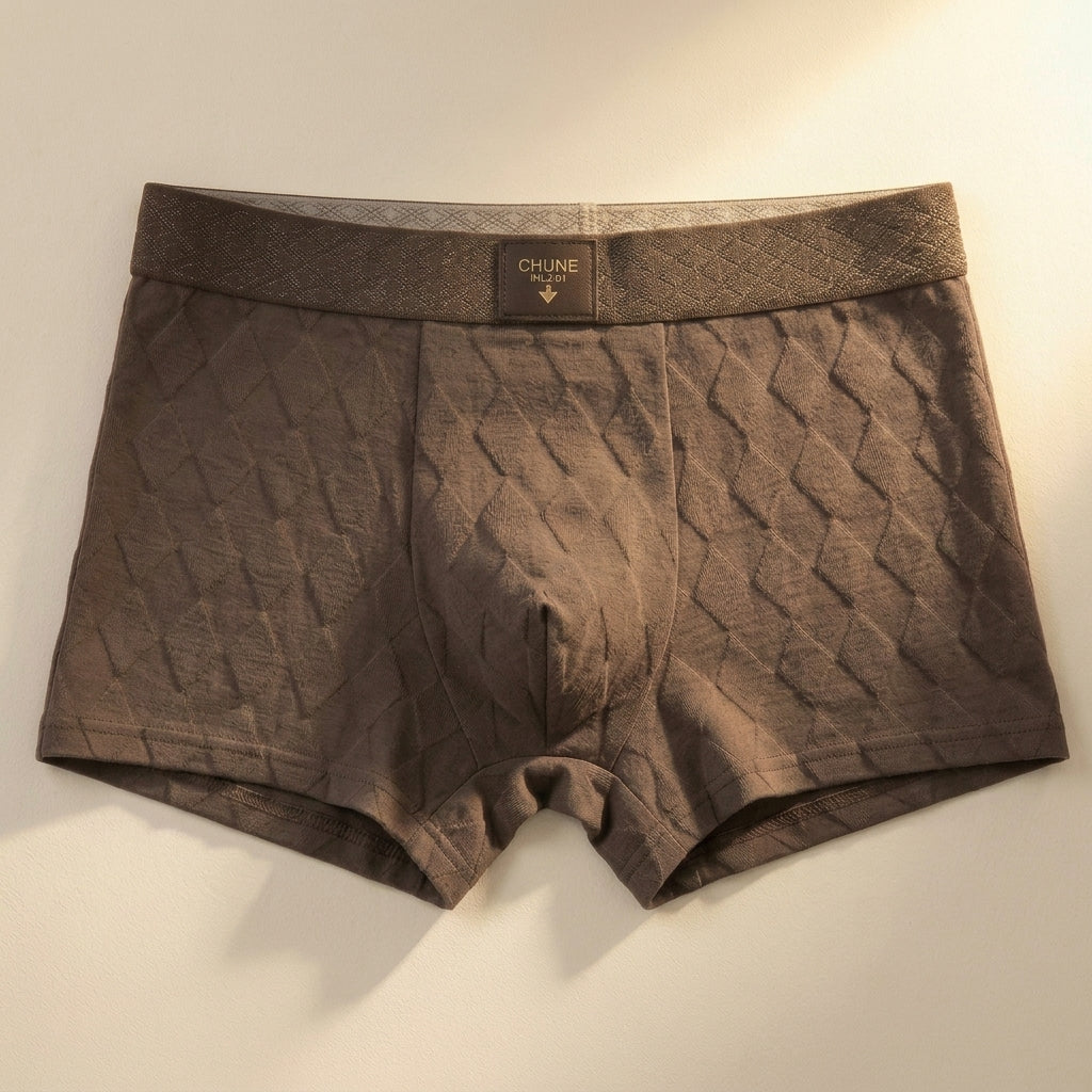 Men's Textured Boxer Briefs with Elastic Waistband