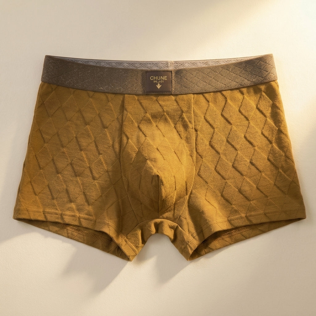 Men's Textured Boxer Briefs with Elastic Waistband