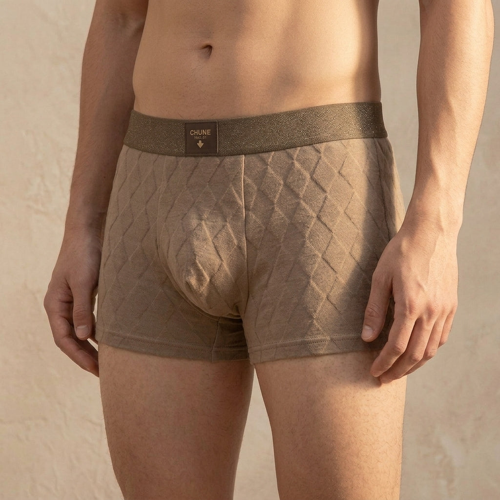 Men's Textured Boxer Briefs with Elastic Waistband