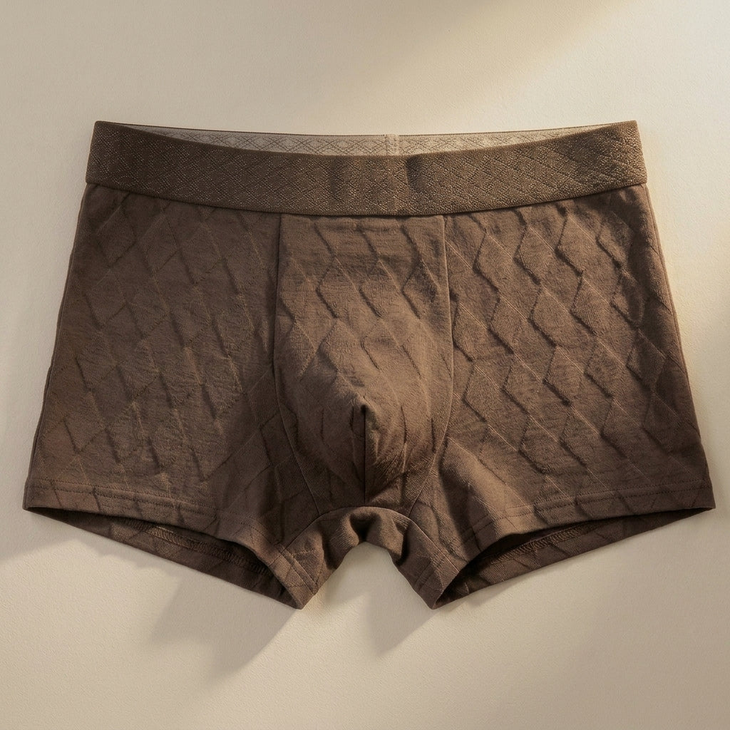 Men's Textured Boxer Briefs with Elastic Waistband
