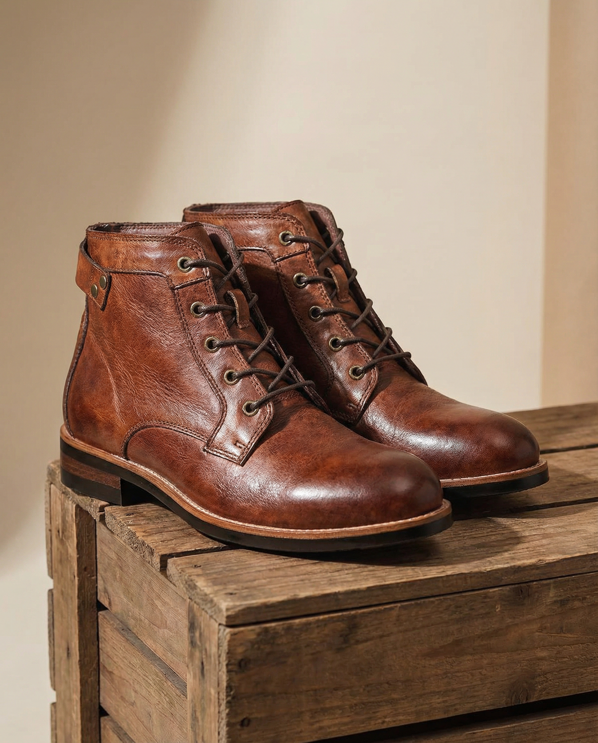 Men's Faux Leather Lace-Up Ankle Boots for Everyday Wear