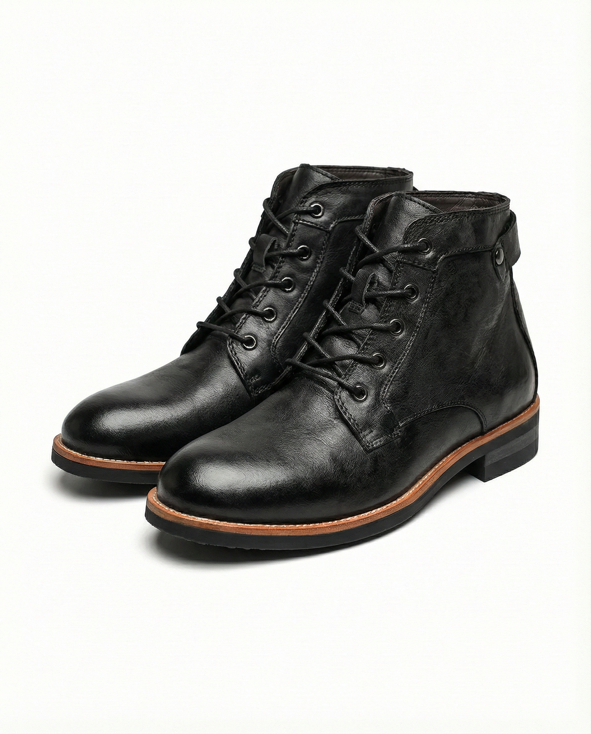 Men's Faux Leather Lace-Up Ankle Boots for Everyday Wear