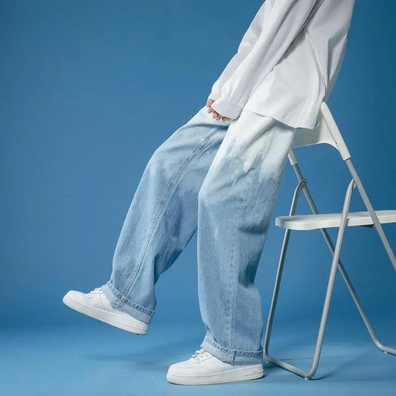 Men's Fade Wash Wide-Leg Jeans
