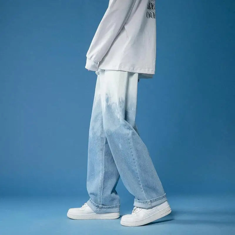 Men's Fade Wash Wide-Leg Jeans