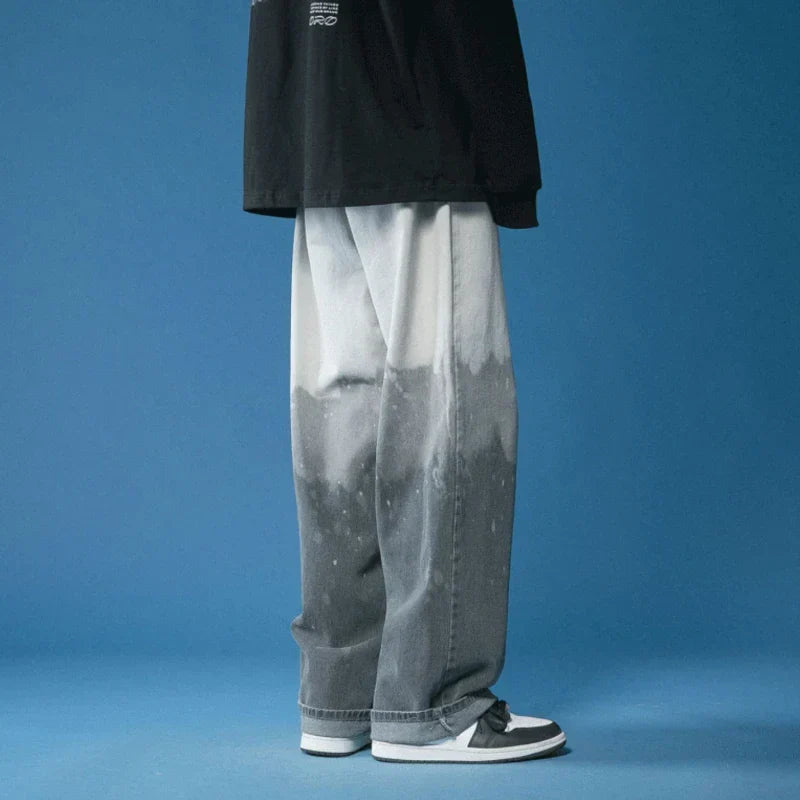 Men's Fade Wash Wide-Leg Jeans