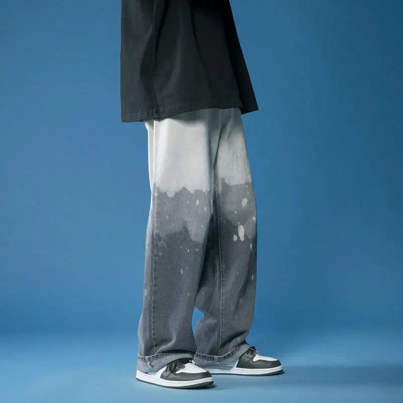 Men's Fade Wash Wide-Leg Jeans
