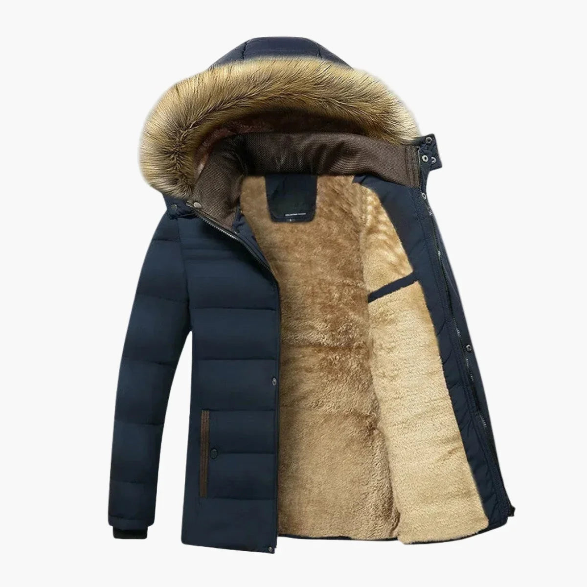 Men's Faux Fur Trim Hooded Winter Parka