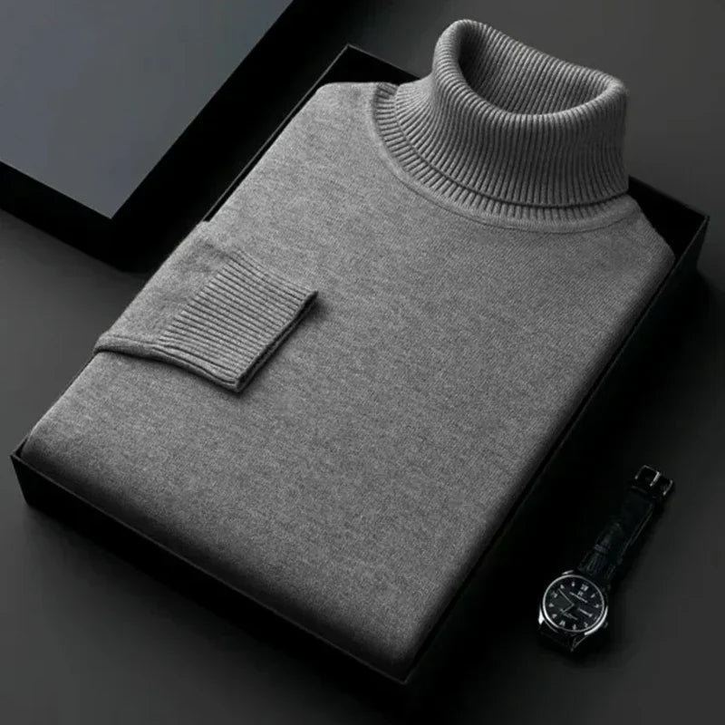Men's Fine Gauge Fitted Roll Neck Jumper
