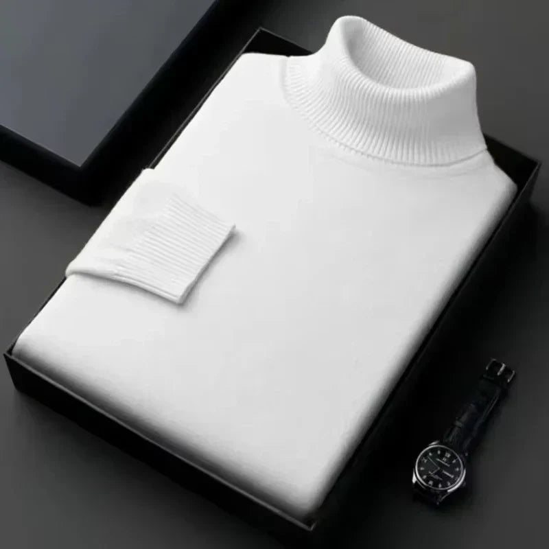 Men's Fine Gauge Fitted Roll Neck Jumper