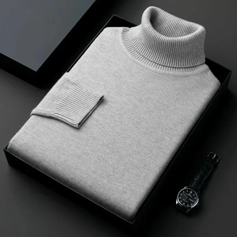 Men's Fine Gauge Fitted Roll Neck Jumper