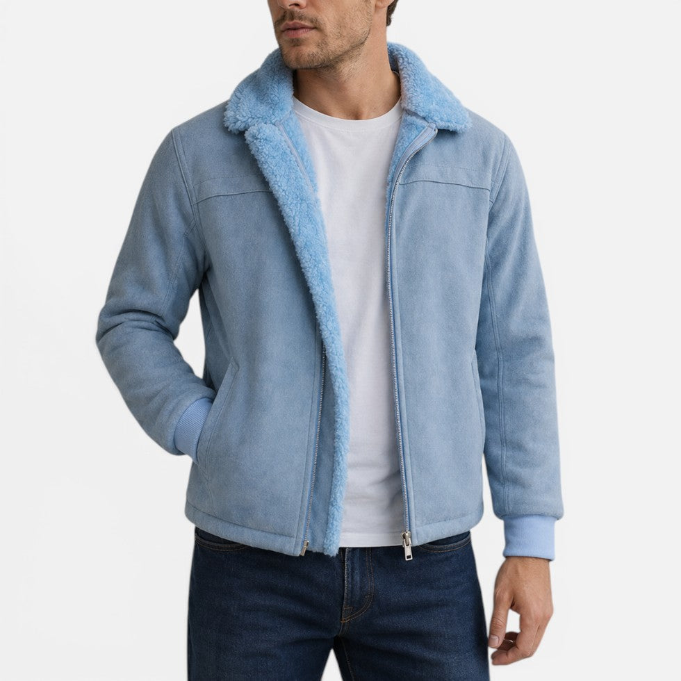 Men's Zip-Up Winter Jacket with Fleece Collar