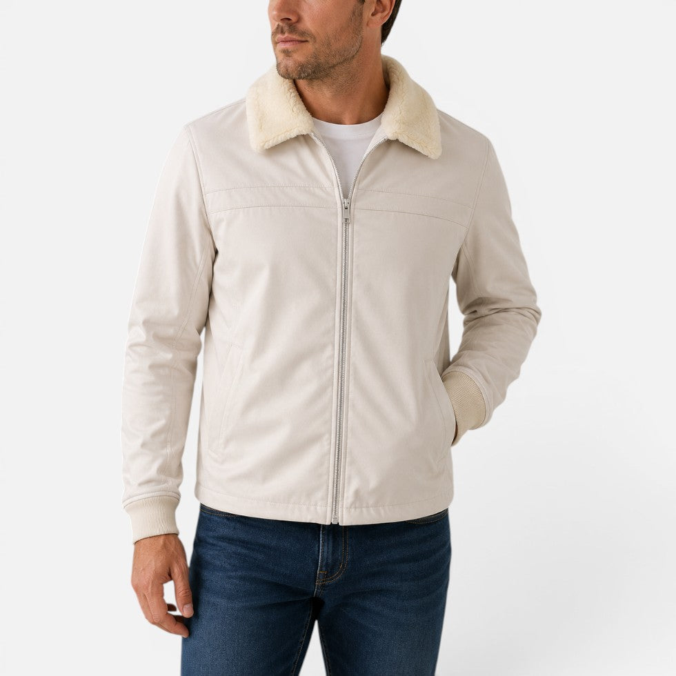 Men's Zip-Up Winter Jacket with Fleece Collar