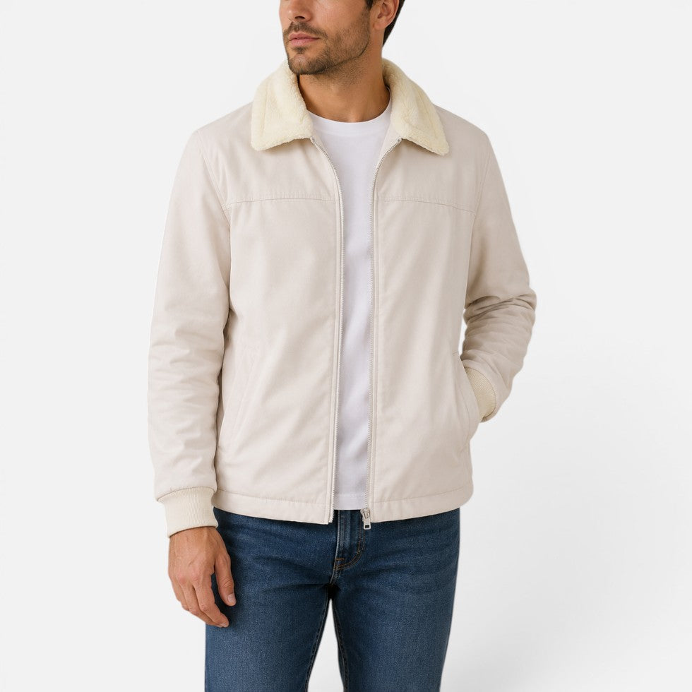 Men's Zip-Up Winter Jacket with Fleece Collar