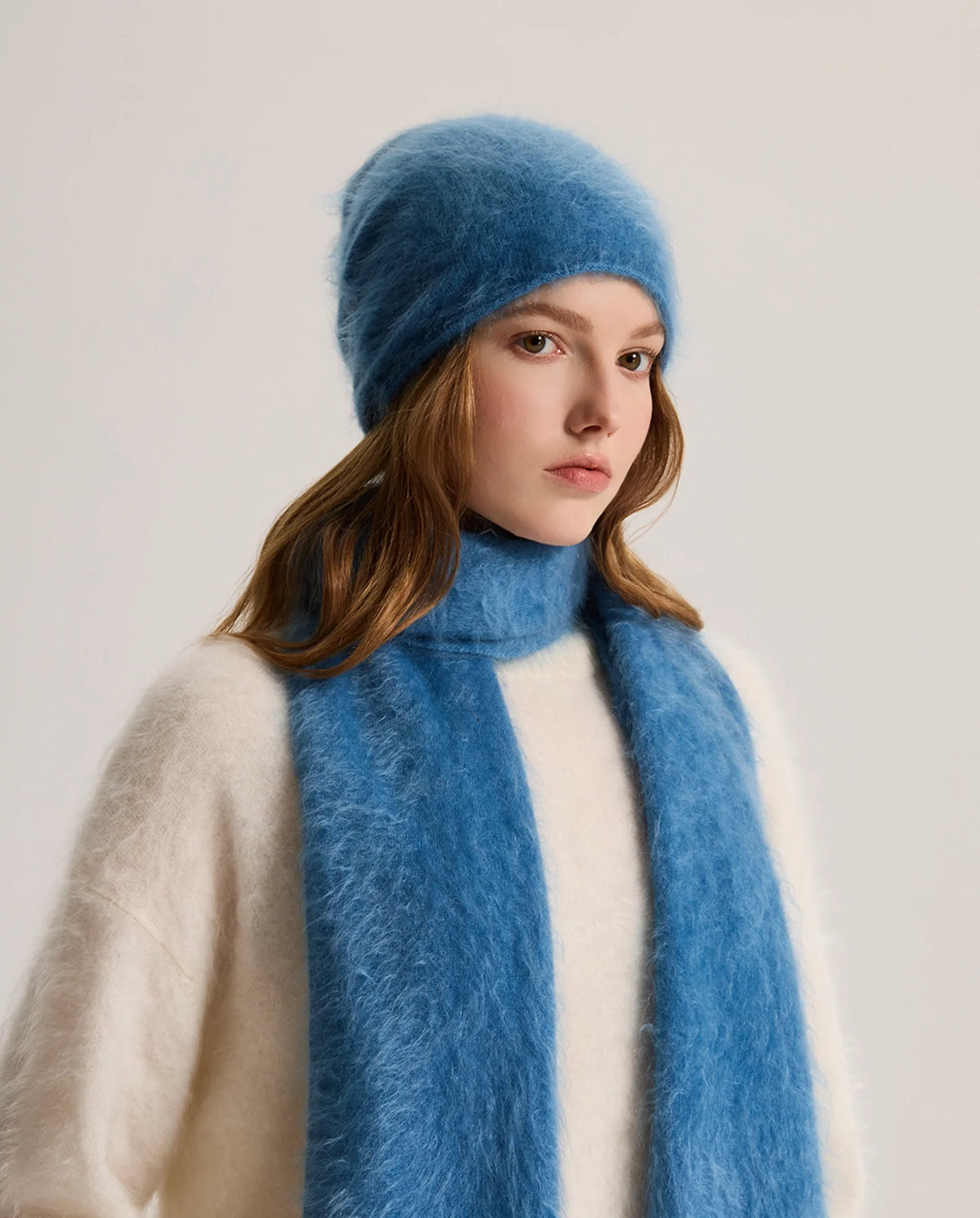 Women's Deep Foldover Mohair-Look Ski Beanie Hat