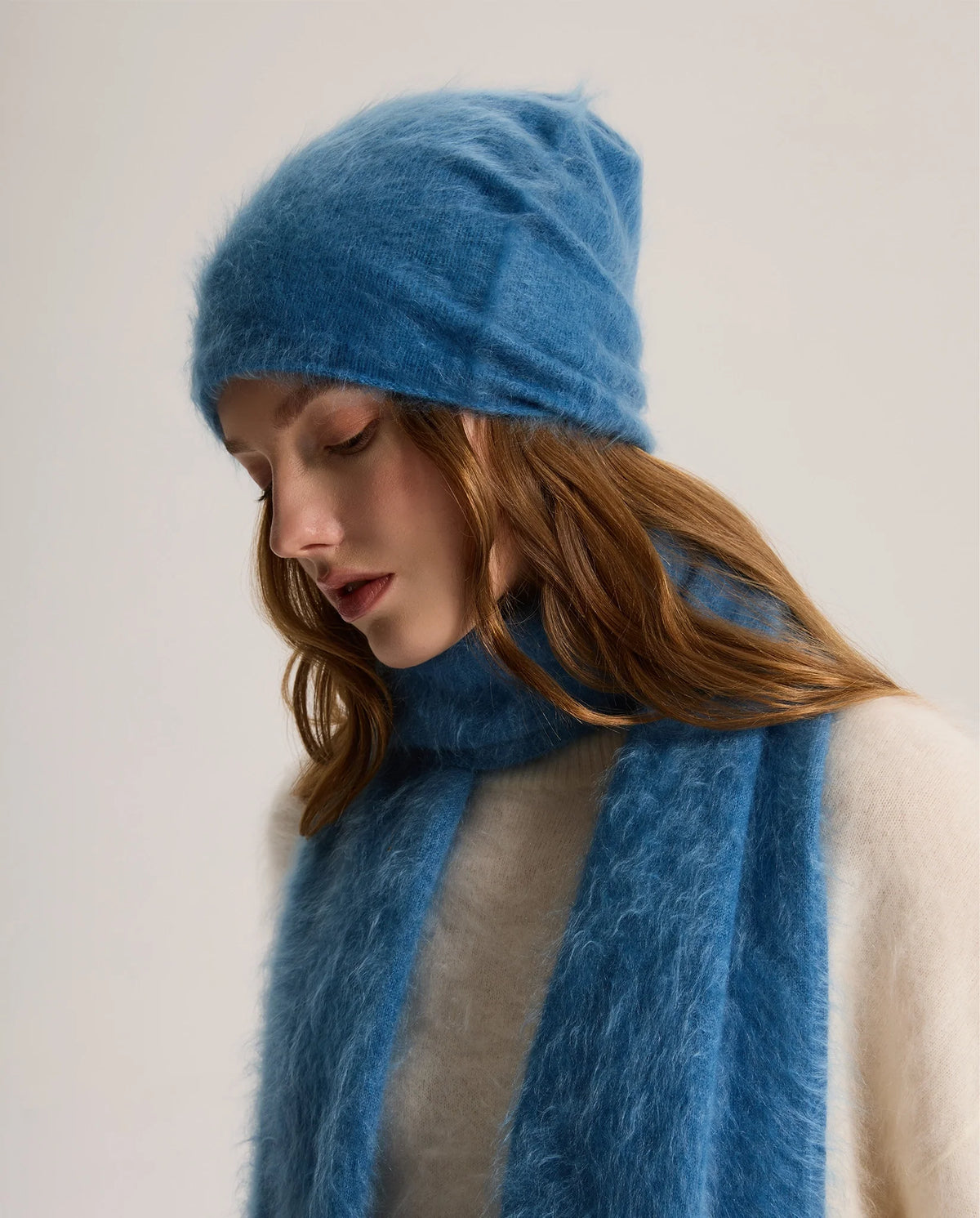 Women's Deep Foldover Mohair-Look Ski Beanie Hat