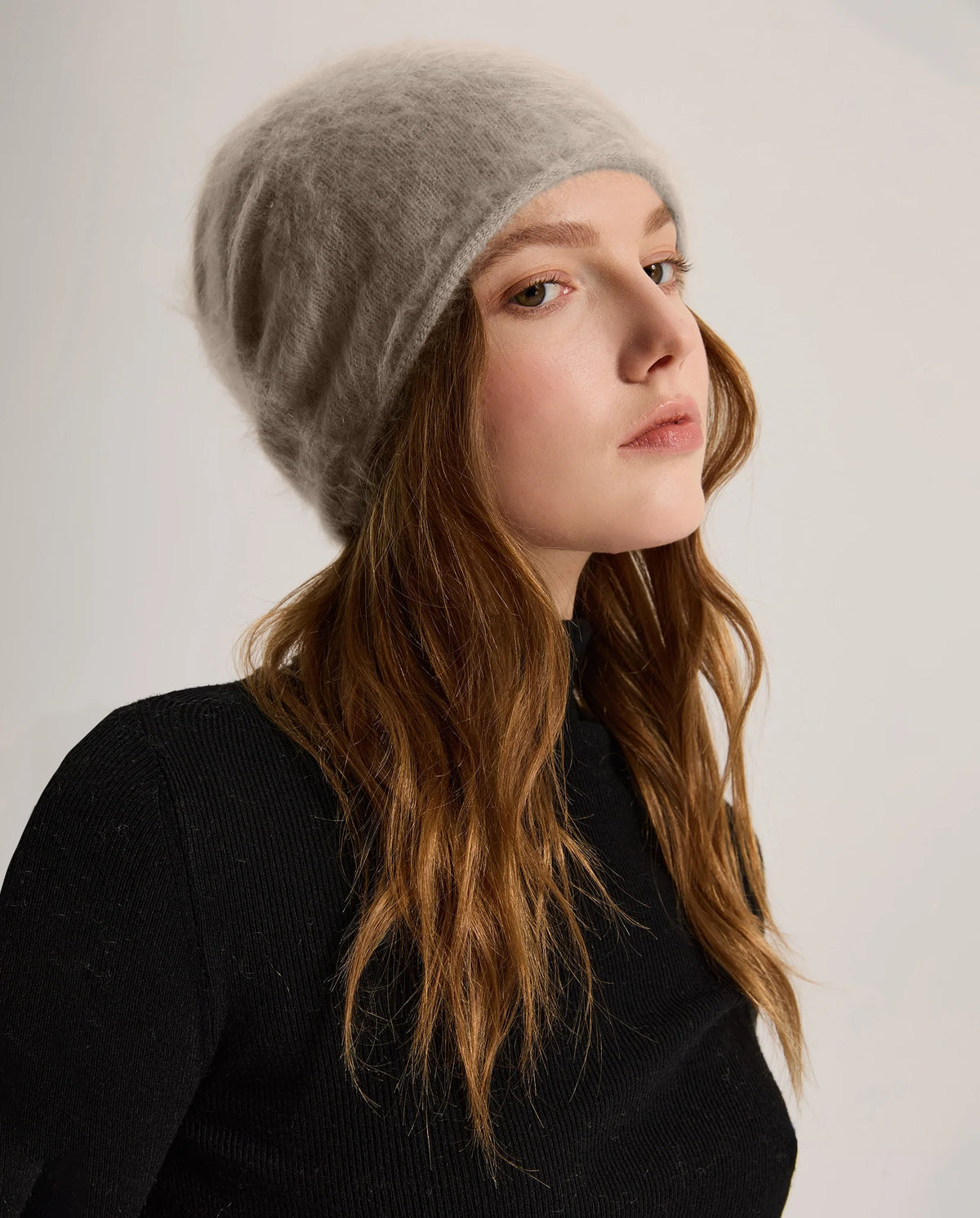 Women's Deep Foldover Mohair-Look Ski Beanie Hat
