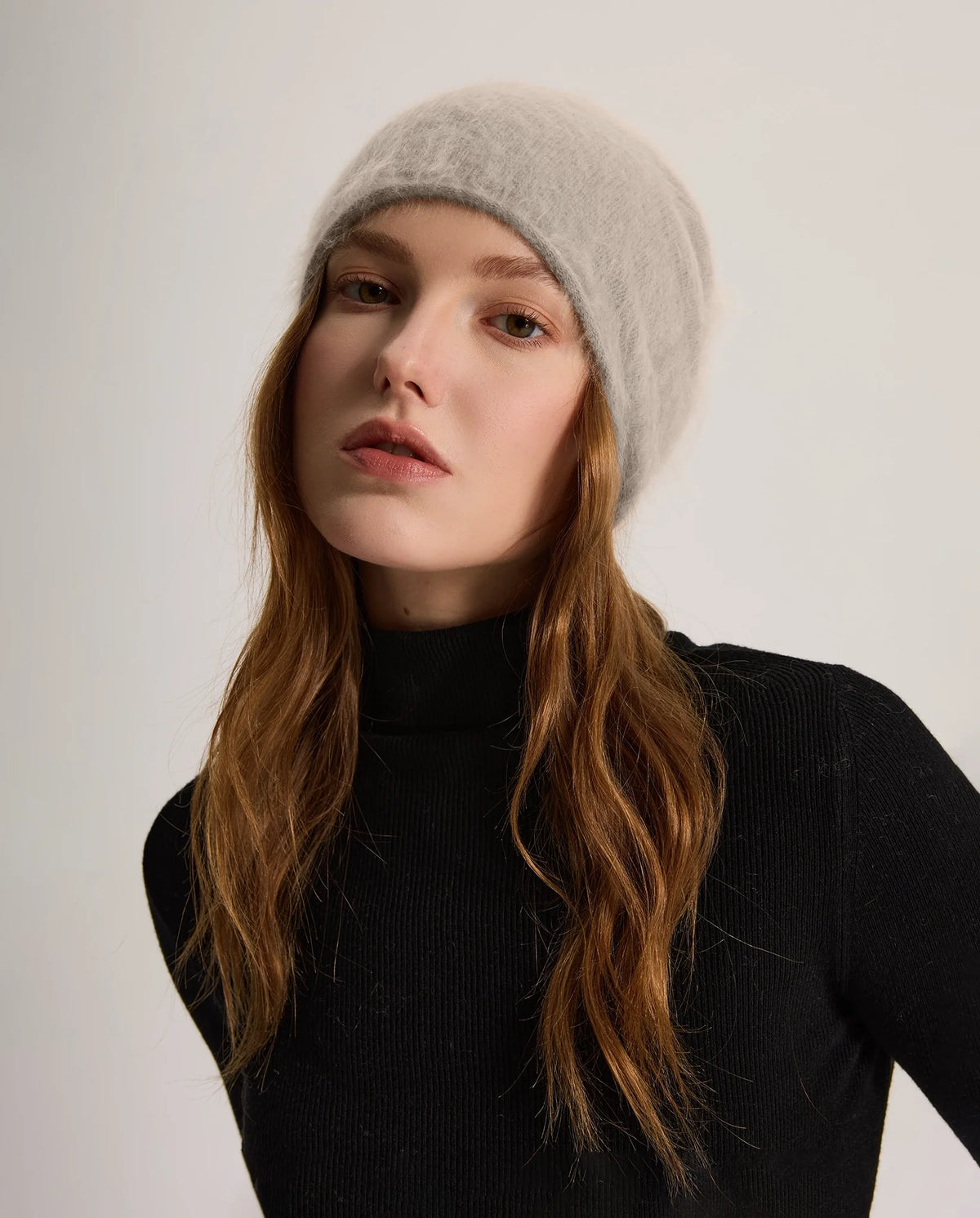 Women's Deep Foldover Mohair-Look Ski Beanie Hat