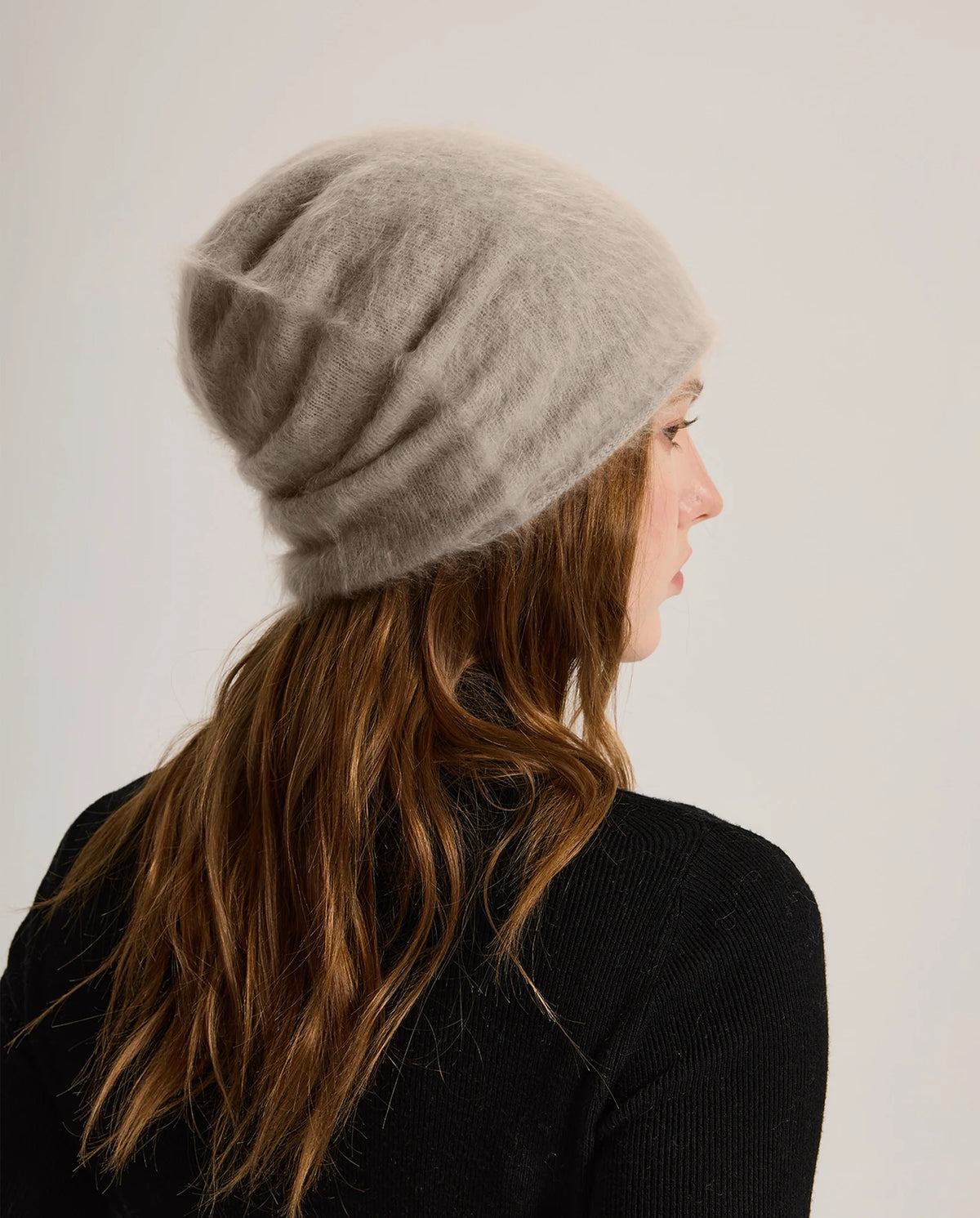 Women's Deep Foldover Mohair-Look Ski Beanie Hat