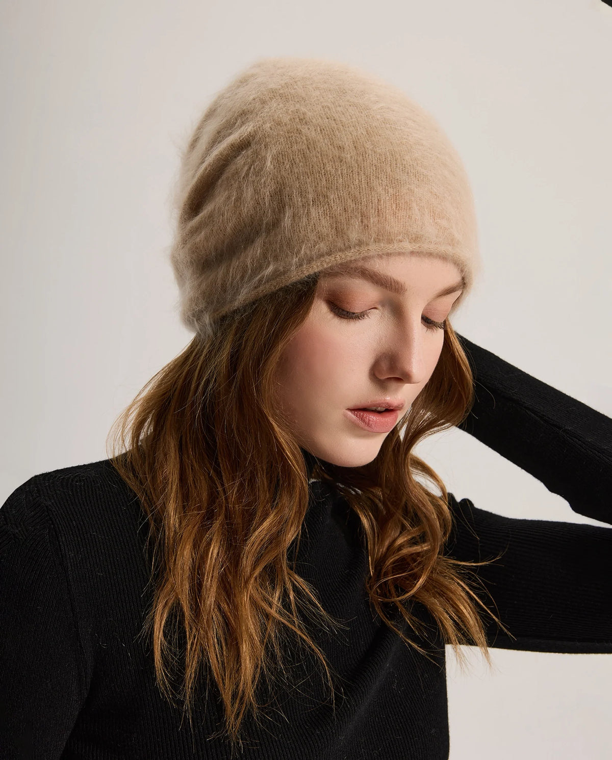 Women's Deep Foldover Mohair-Look Ski Beanie Hat
