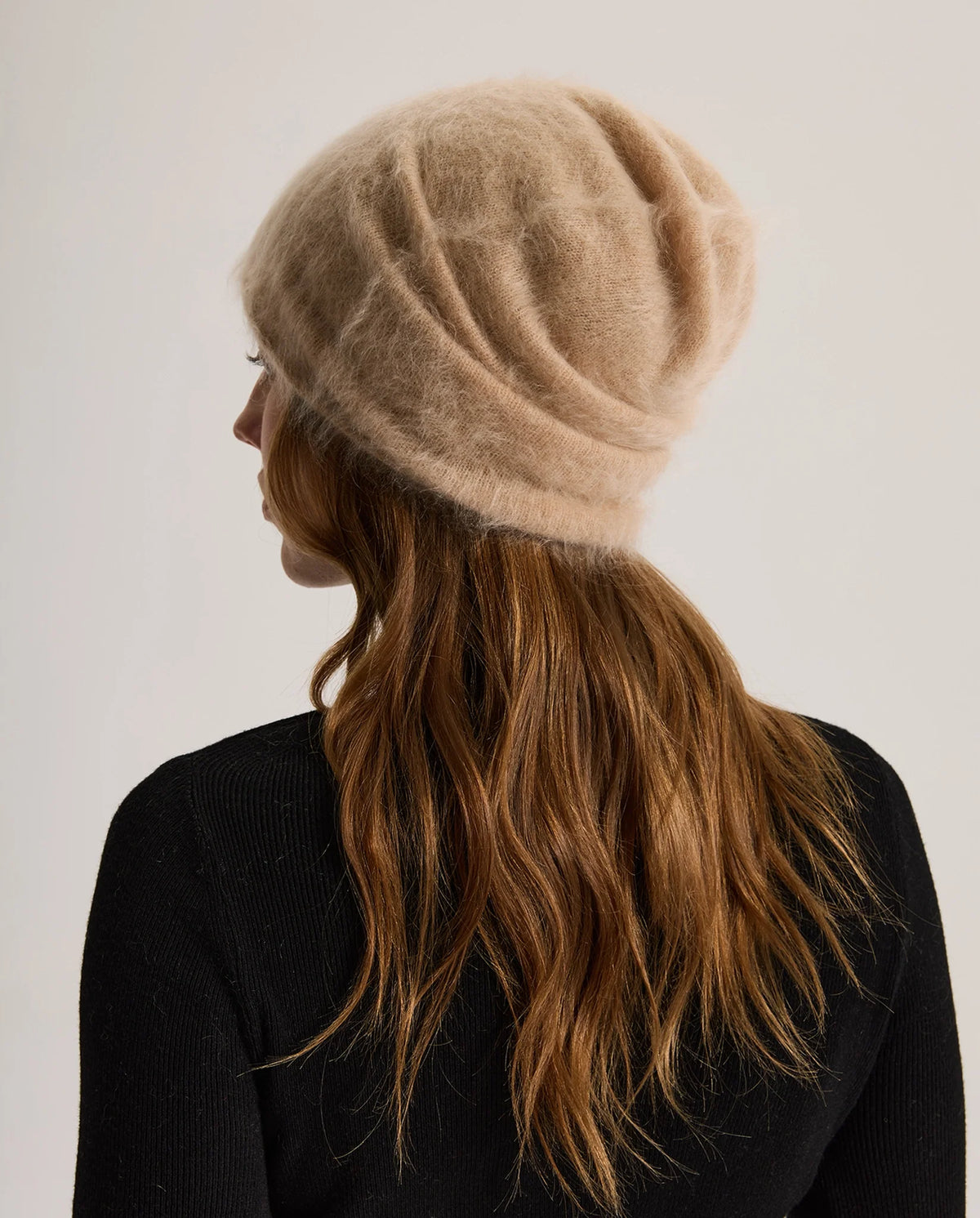 Women's Deep Foldover Mohair-Look Ski Beanie Hat