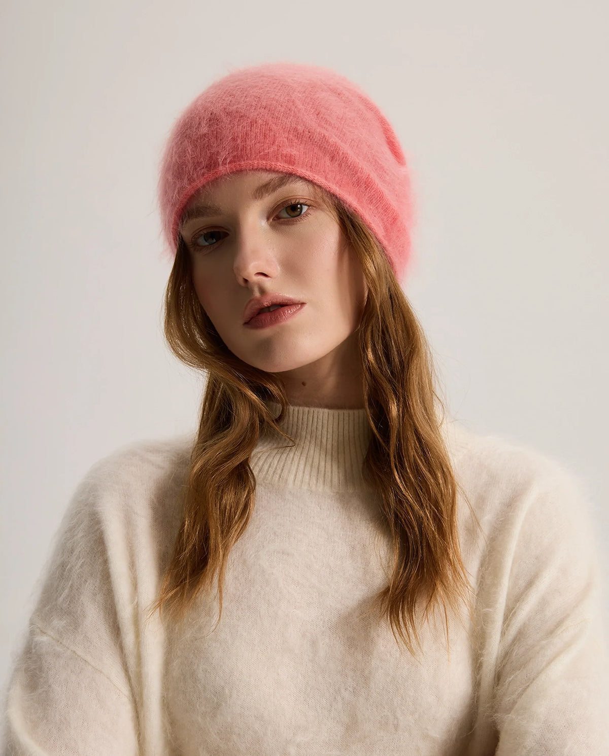 Women's Deep Foldover Mohair-Look Ski Beanie Hat