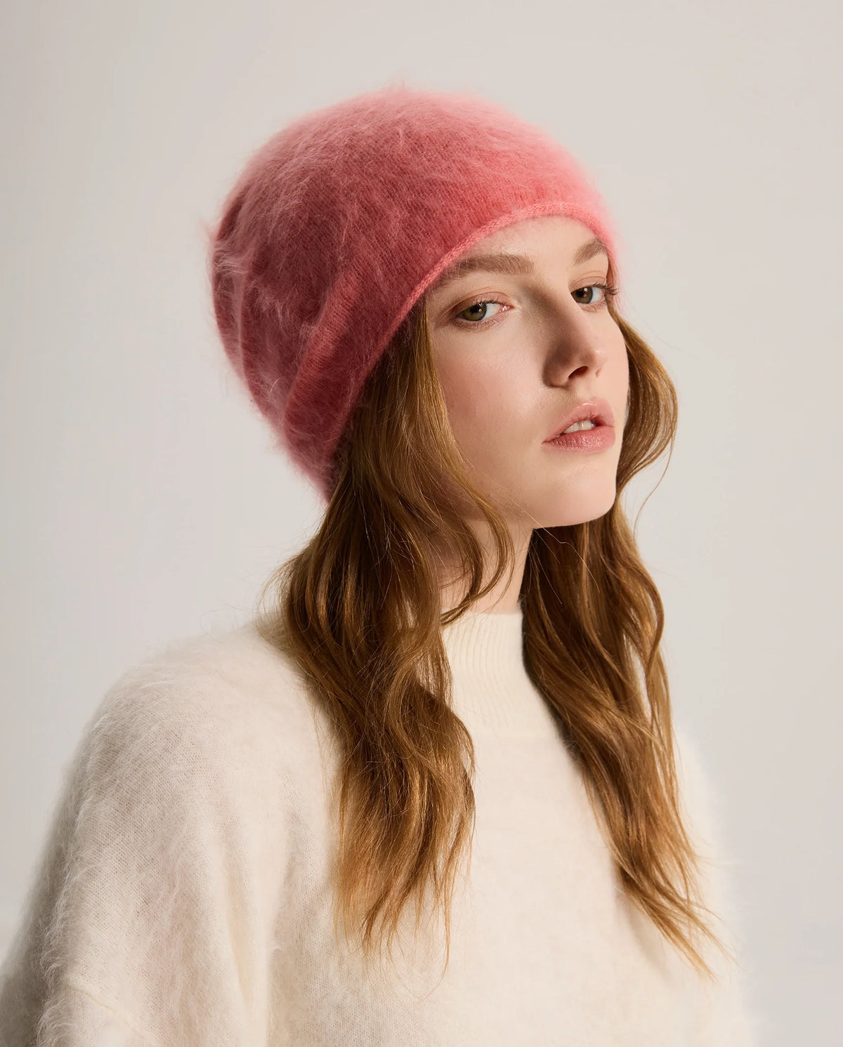 Women's Deep Foldover Mohair-Look Ski Beanie Hat
