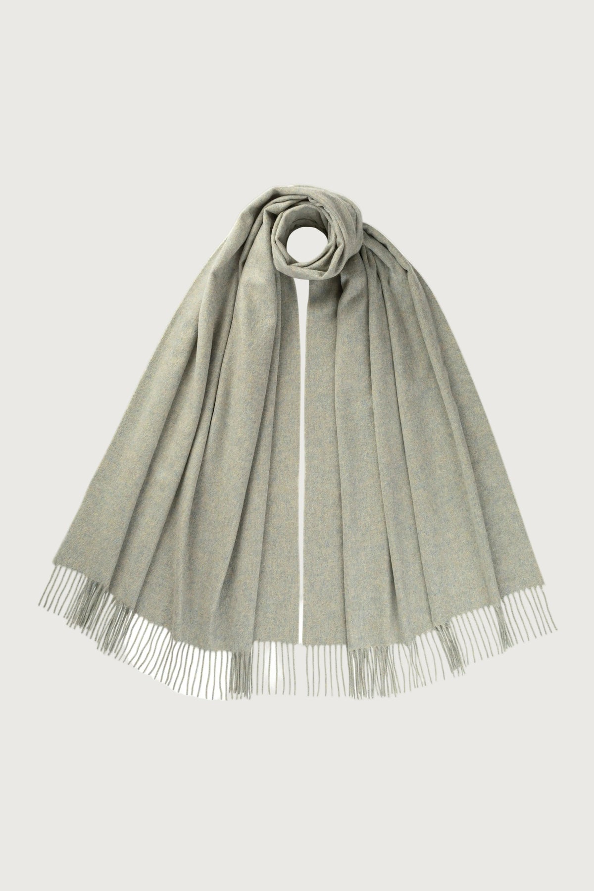 Men's Large Plain Cashmere-Feel Fringed Scarf in Sage