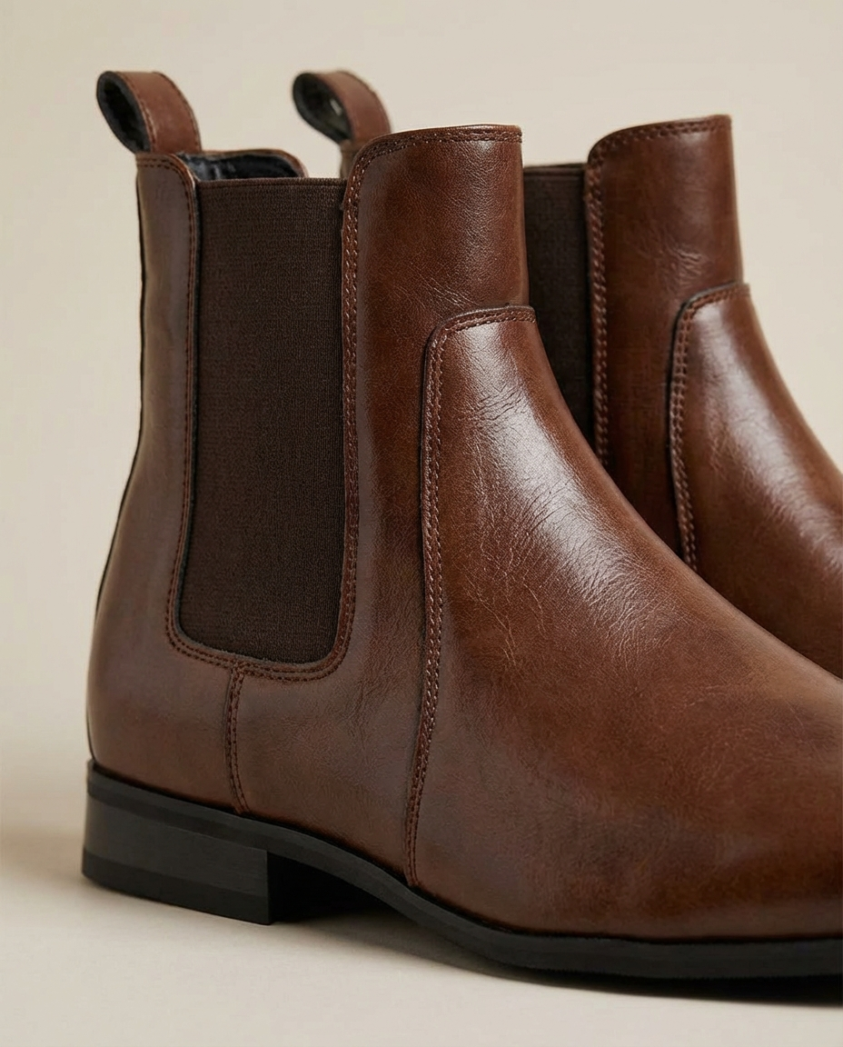 Men's Goodyear-Welted Faux Leather Chelsea Boots