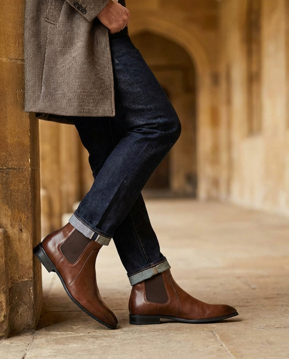 Men's Goodyear-Welted Faux Leather Chelsea Boots