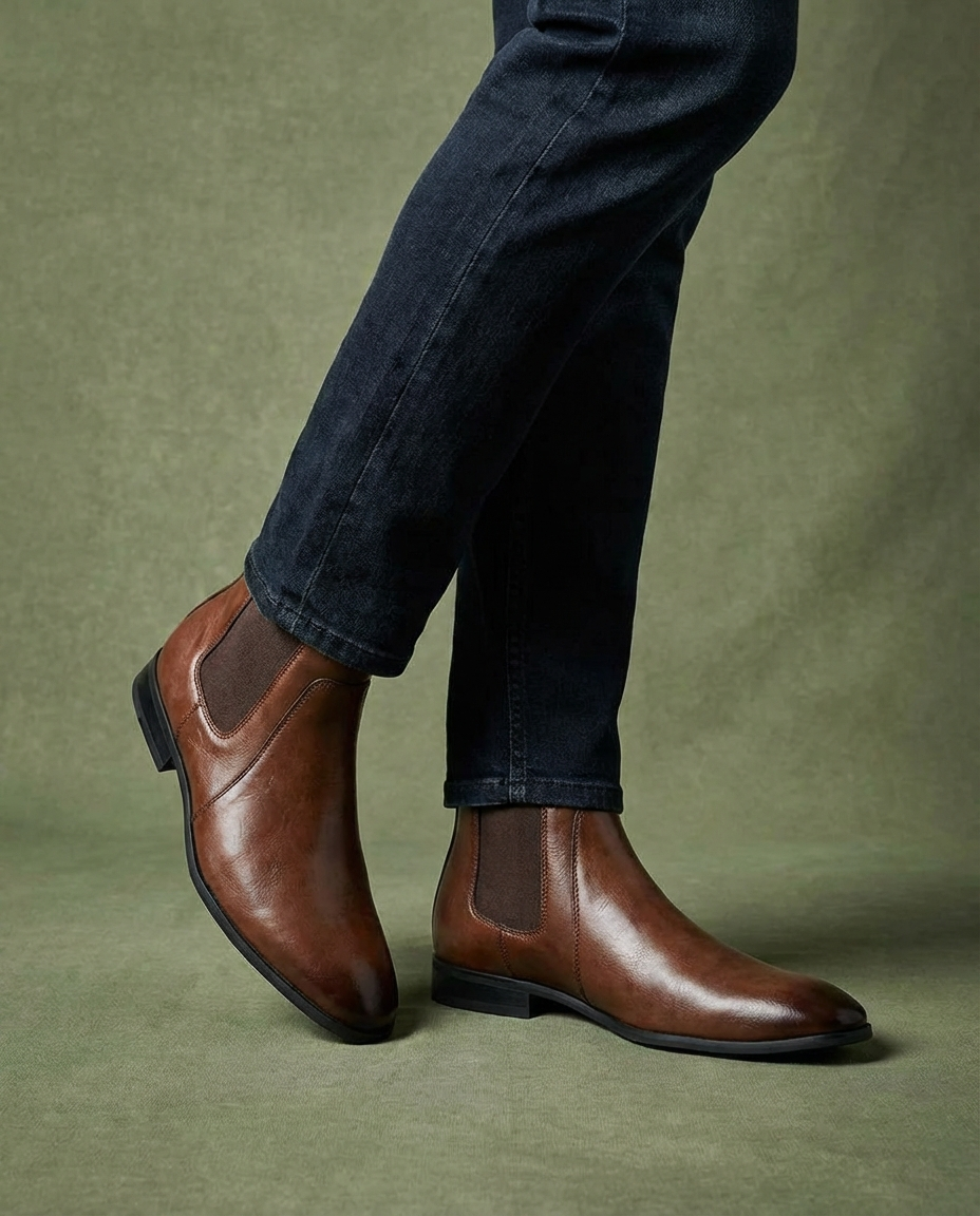Men's Goodyear-Welted Faux Leather Chelsea Boots