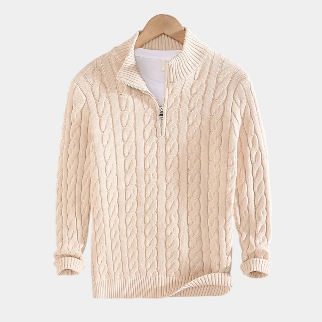 Men's Chunky Cable Knit Half-Zip Jumper