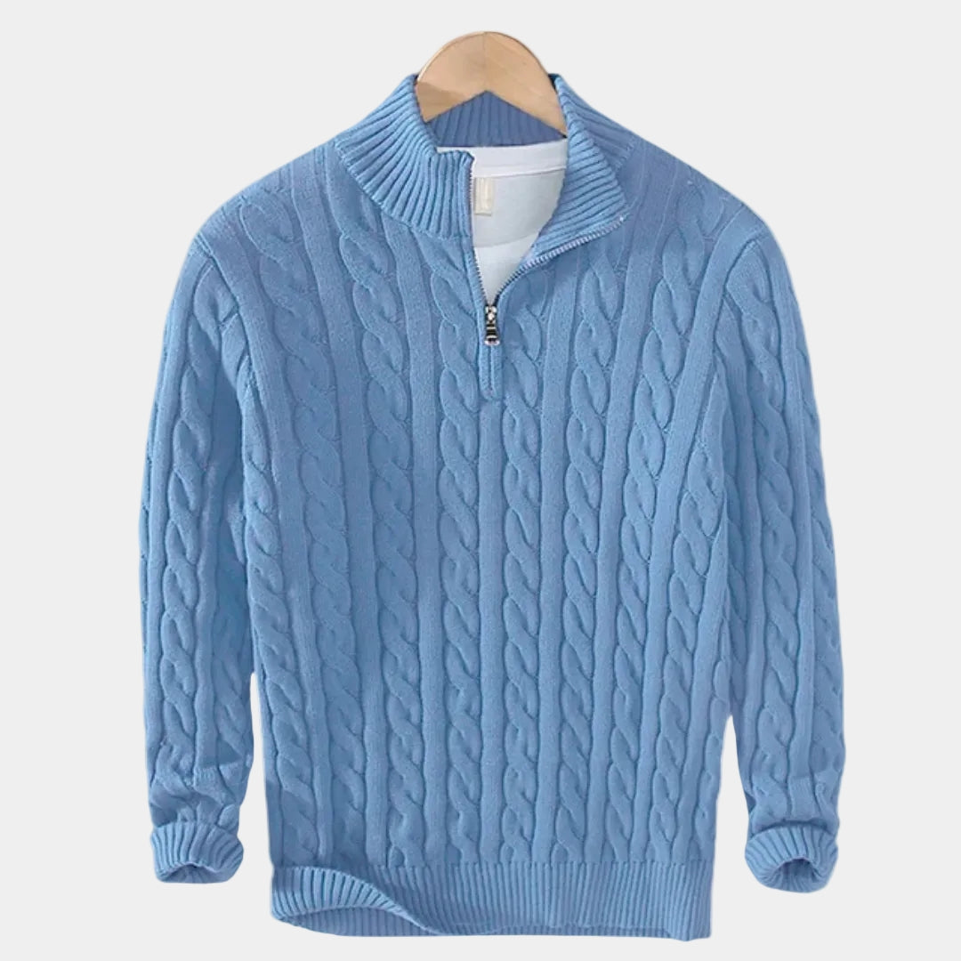 Men's Chunky Cable Knit Half-Zip Jumper