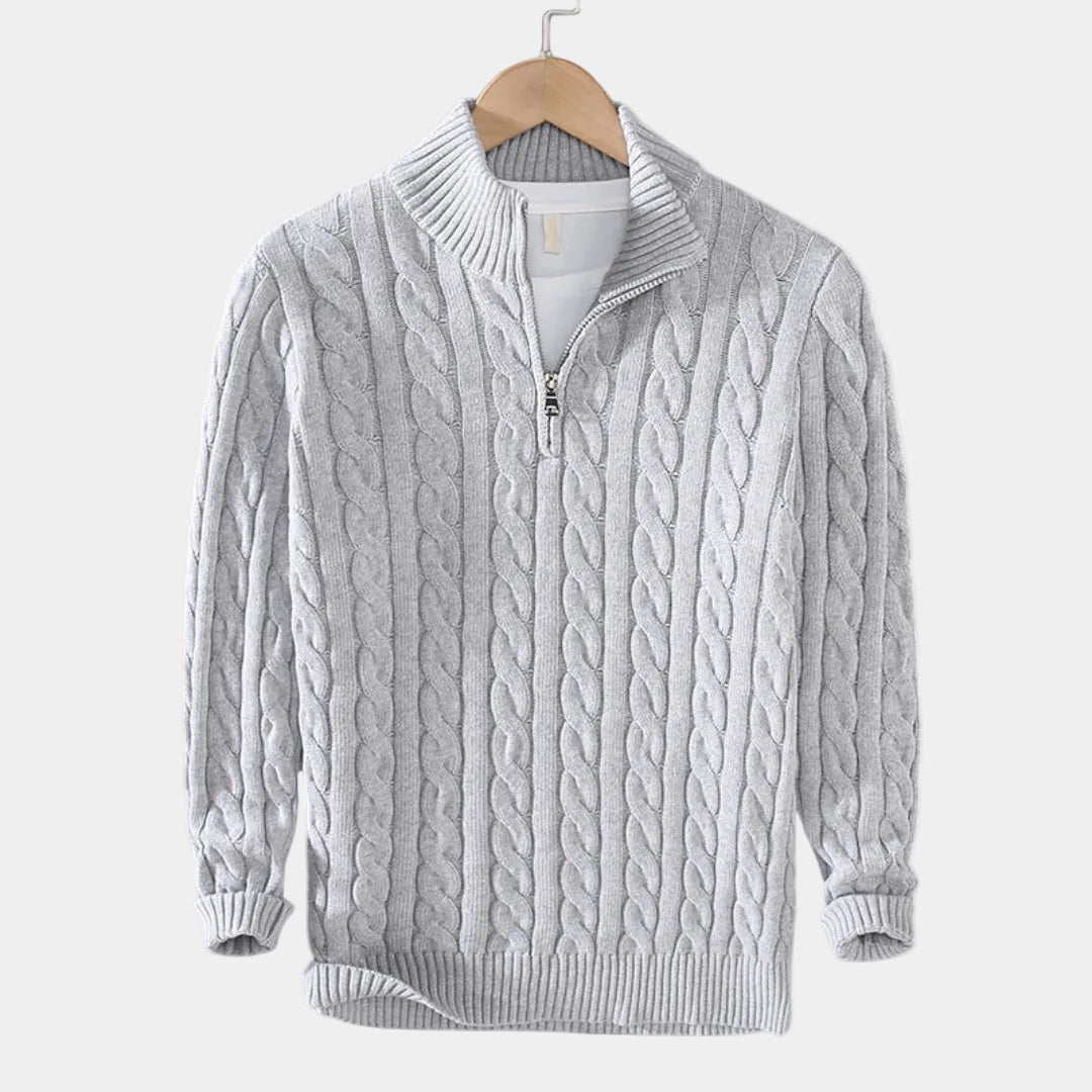 Men's Chunky Cable Knit Half-Zip Jumper