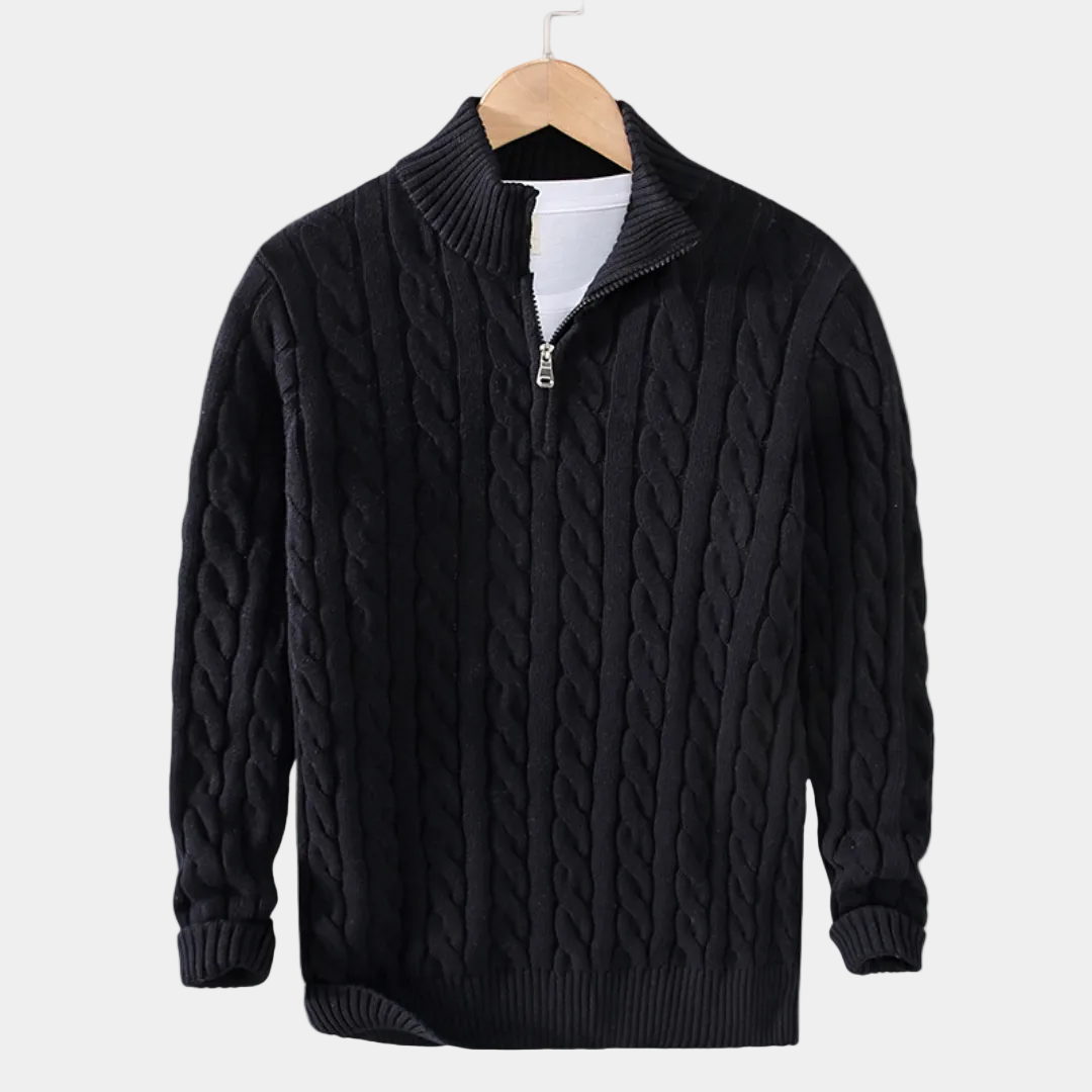 Men's Chunky Cable Knit Half-Zip Jumper