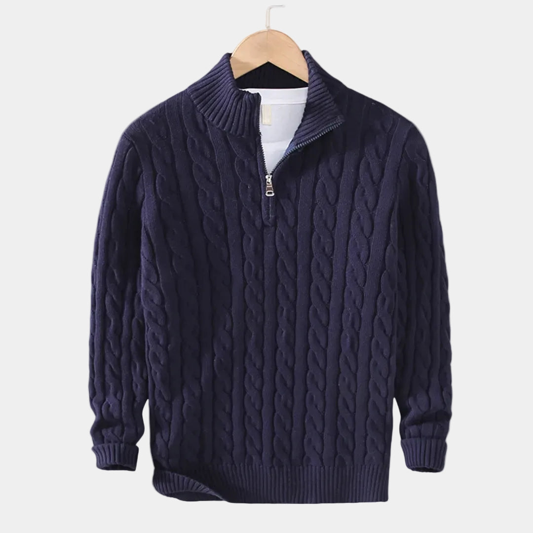 Men's Chunky Cable Knit Half-Zip Jumper