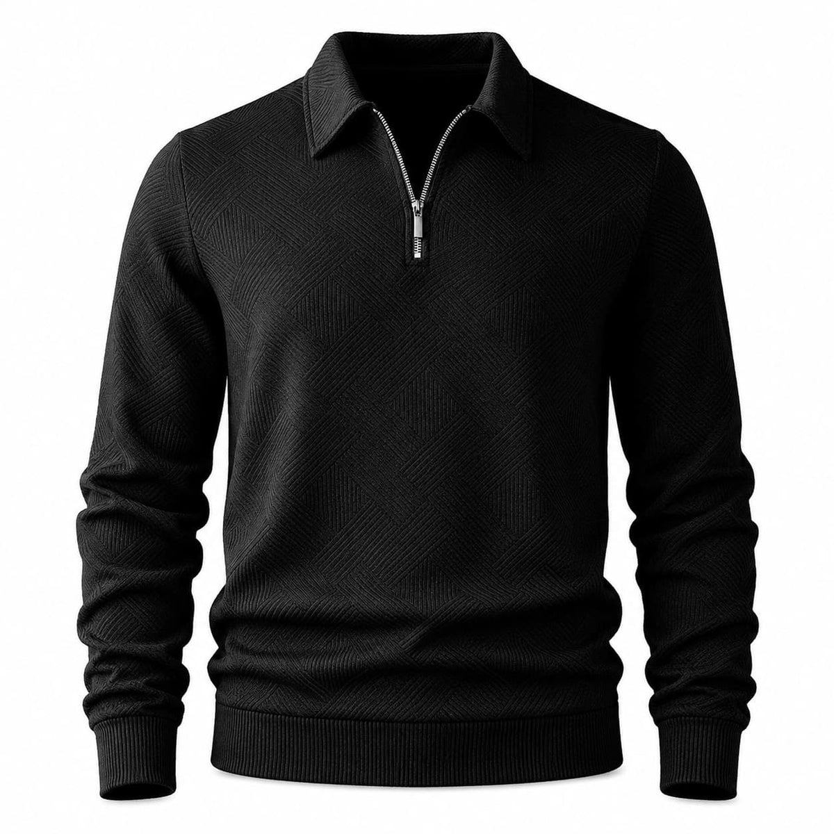 Men's Half-Zip Jacquard Knit Polo Jumper