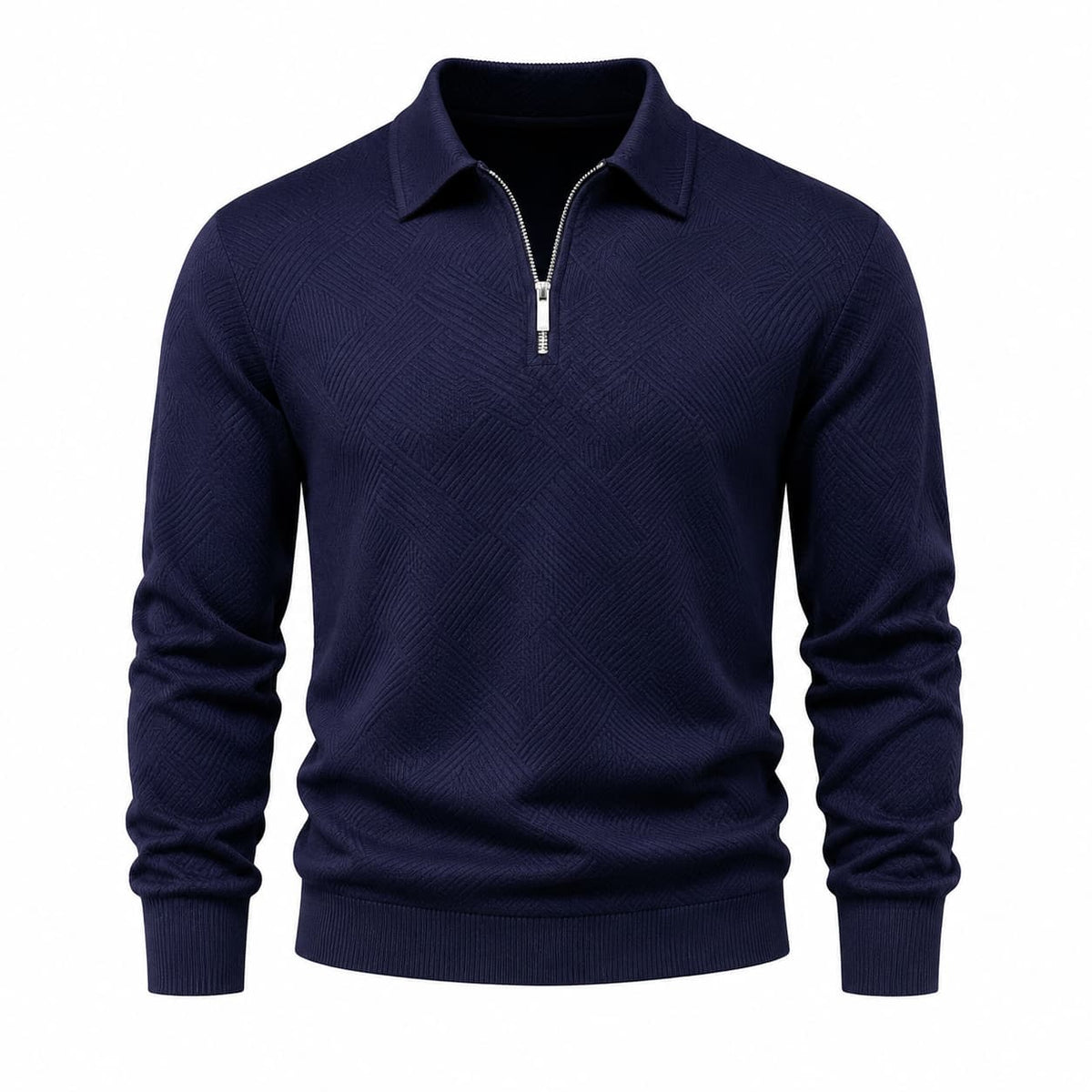 Men's Half-Zip Jacquard Knit Polo Jumper
