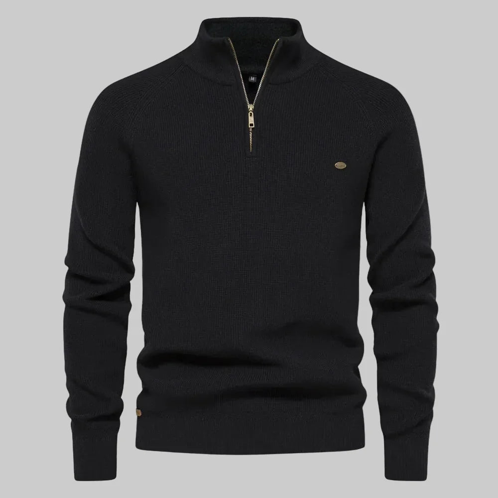 Men's Quarter Zip Jumper with Stand Collar