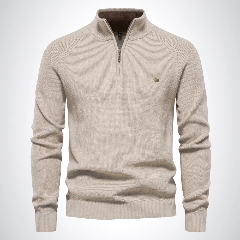 Men's Quarter Zip Jumper with Stand Collar