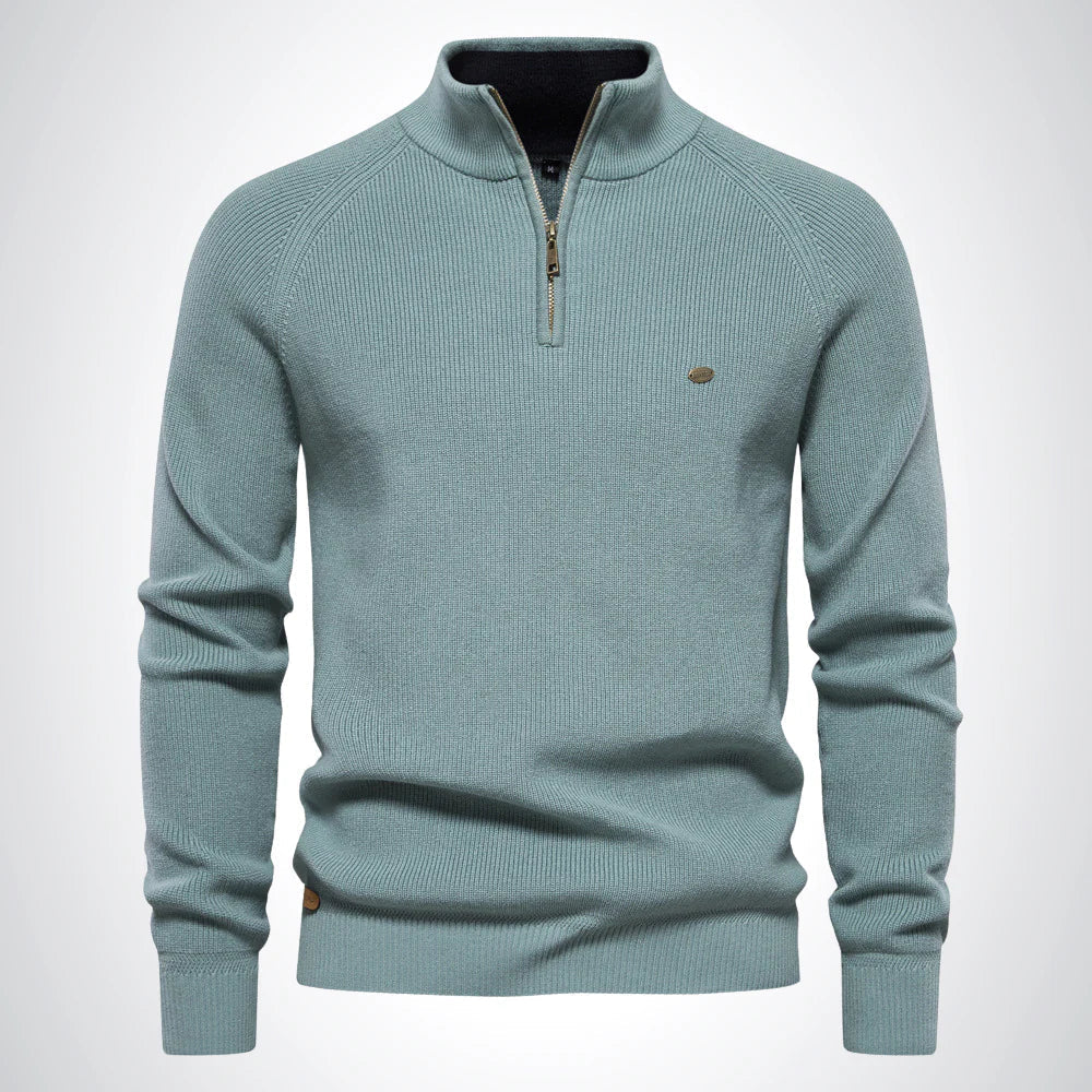 Men's Quarter Zip Jumper with Stand Collar