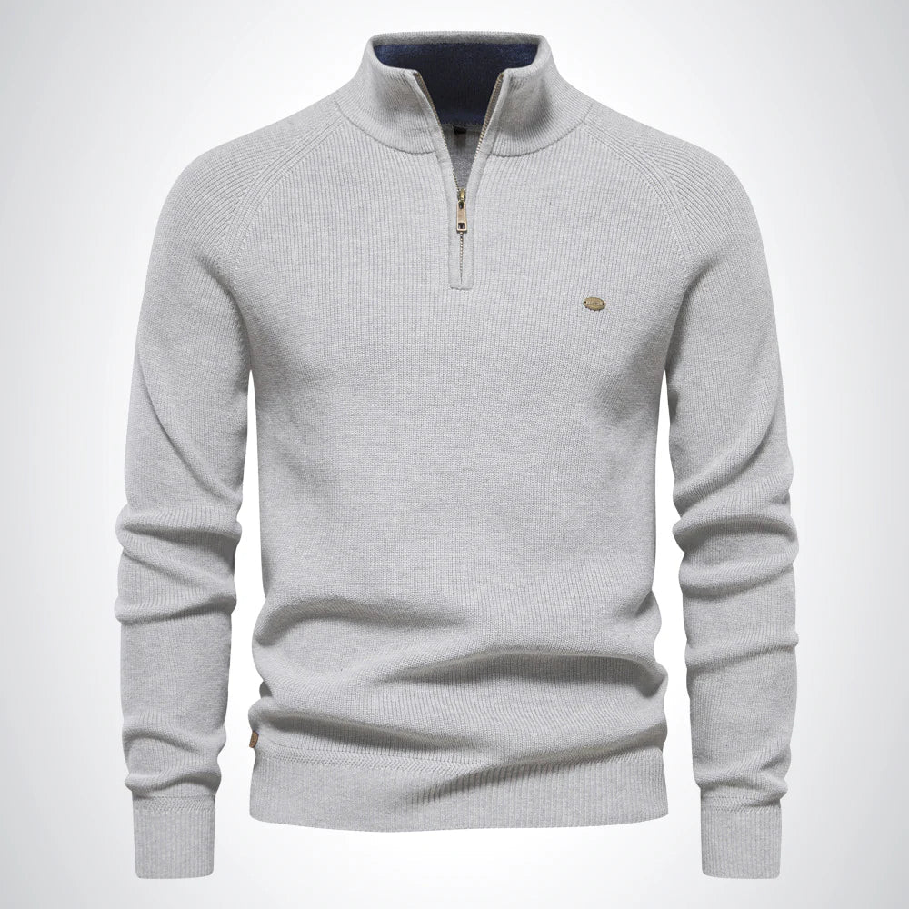 Men's Quarter Zip Jumper with Stand Collar