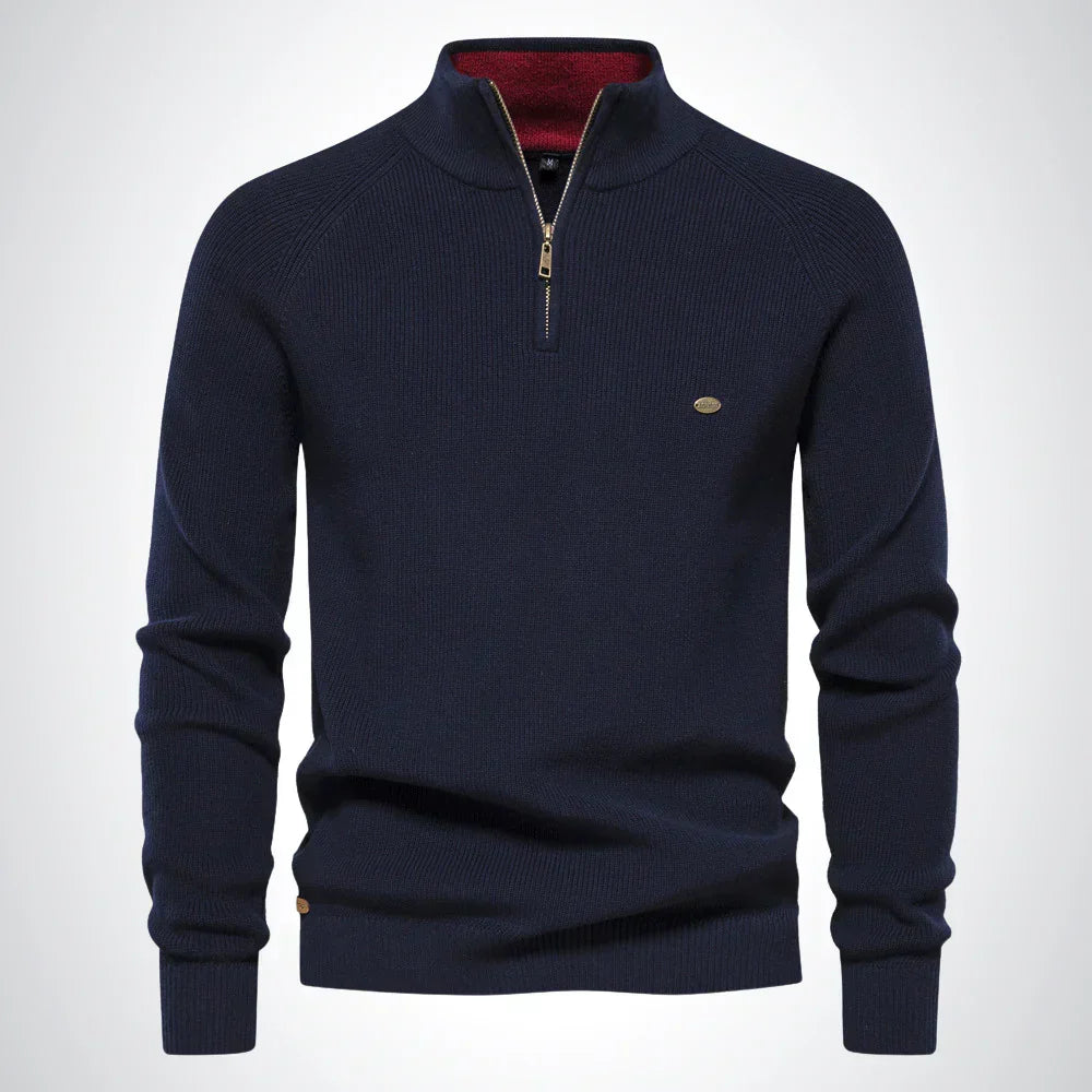 Men's Quarter Zip Jumper with Stand Collar