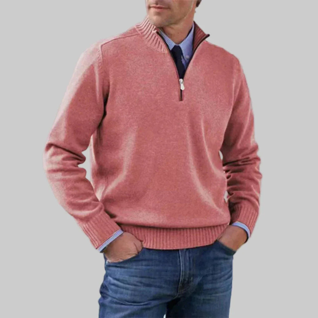 Men's Half-Zip Stand Collar Knit Jumper