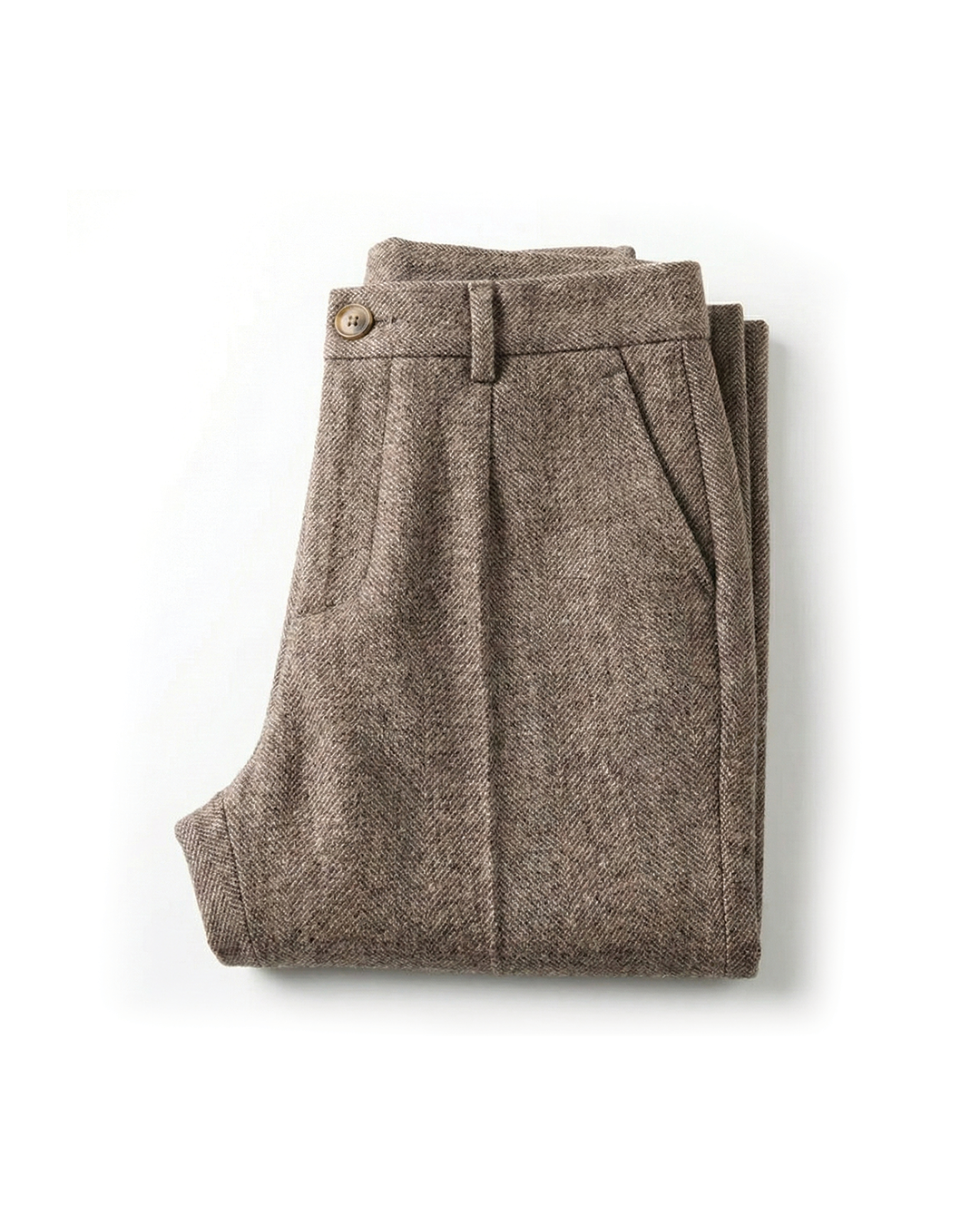 Men's Herringbone Wool-Look Tapered Smart Trousers