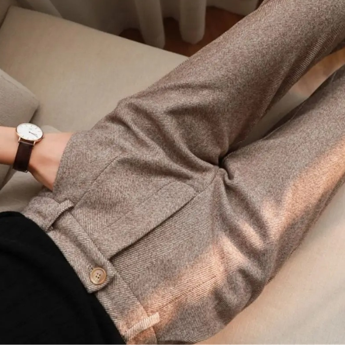 Men's Herringbone Wool-Look Tapered Smart Trousers