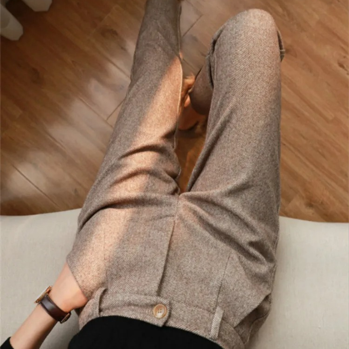 Men's Herringbone Wool-Look Tapered Smart Trousers