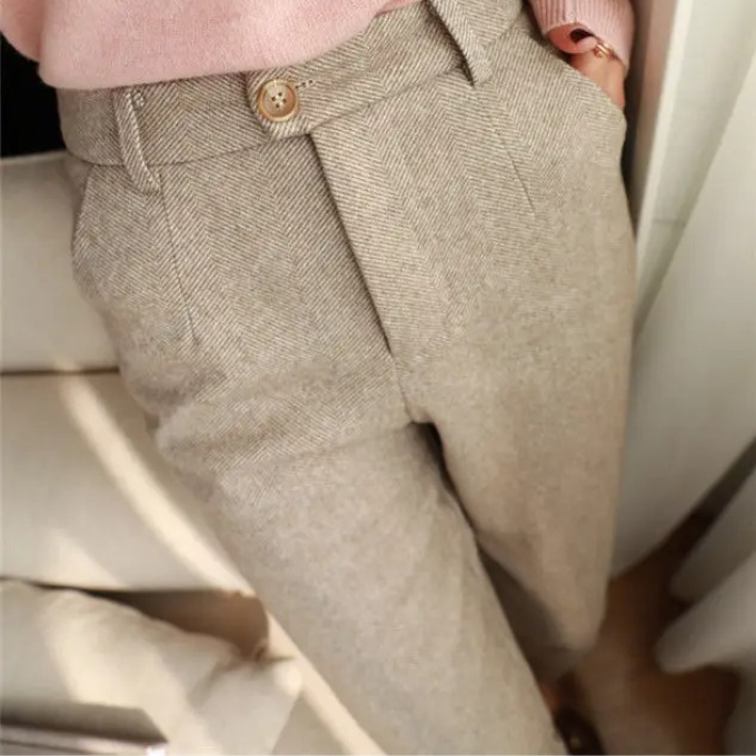Men's Herringbone Wool-Look Tapered Smart Trousers